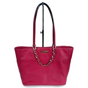Michael Kors Raspberry Pebbled Leather Tote – Like New w/ Gold Chain Detail